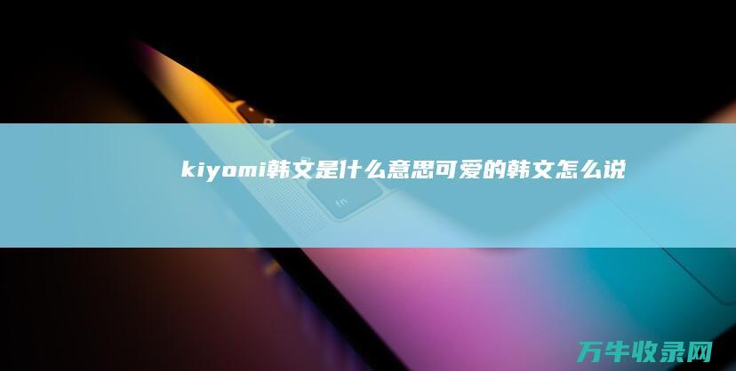 kiyomi韩文是什么意思 可爱的韩文怎么说 (kiyomi是什么歌)